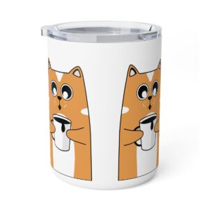 Cute Coffee Cat Insulated Mug – 10oz | The Perfect Gift for Cat Lovers