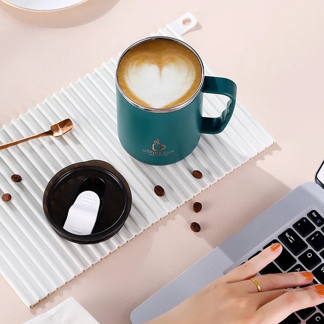 500ml/17oz 304 Stainless Steel Coffee Mug with Handle – Double Wall Thermal Cup with Lid - Image 4